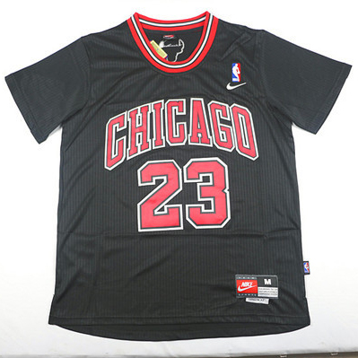 Maillot Authentique Manche Courte Bulls Jordan 23 Noir